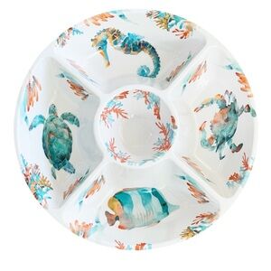 Sealife Chip and Dip Serving Platter Sea Turtle Crab Fish Sea Horse